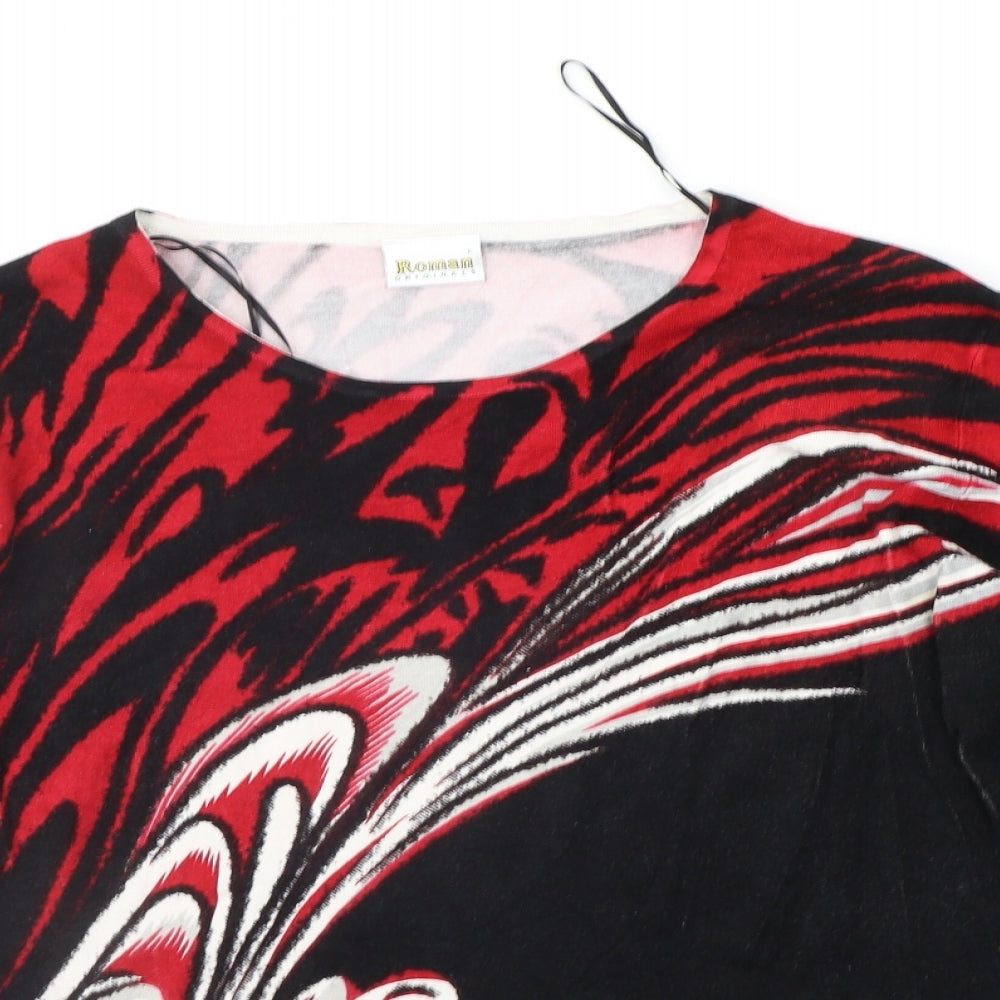 Roman Originals Womens Black Geometric  Pullover Jumper Size L