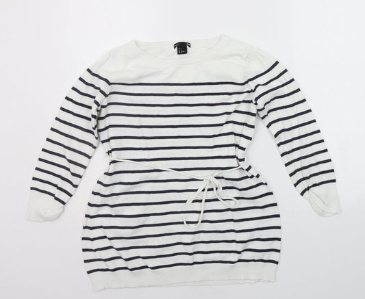H&M Womens White Striped  Pullover Jumper Size S