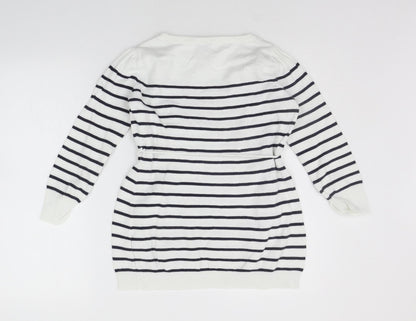 H&M Womens White Striped  Pullover Jumper Size S