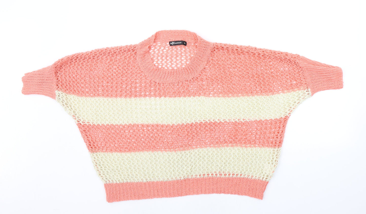 Internacionale Womens Orange Striped  Pullover Jumper Size 10
