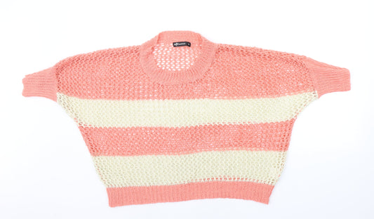 Internacionale Womens Orange Striped  Pullover Jumper Size 10