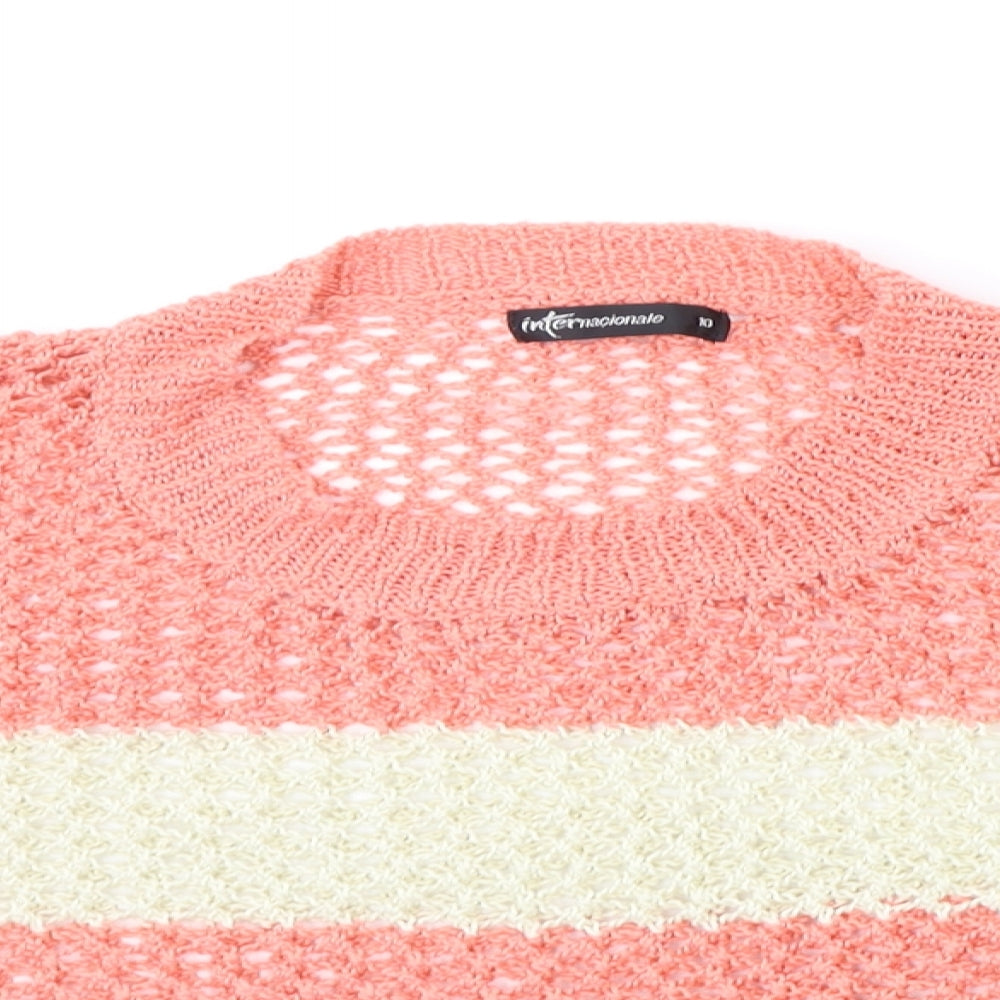 Internacionale Womens Orange Striped  Pullover Jumper Size 10