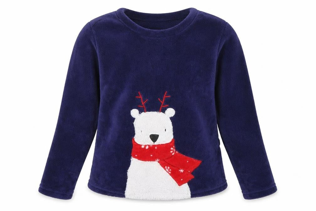 Matalan Girls Blue Solid  Top Pyjama Top Size S  - Christmas