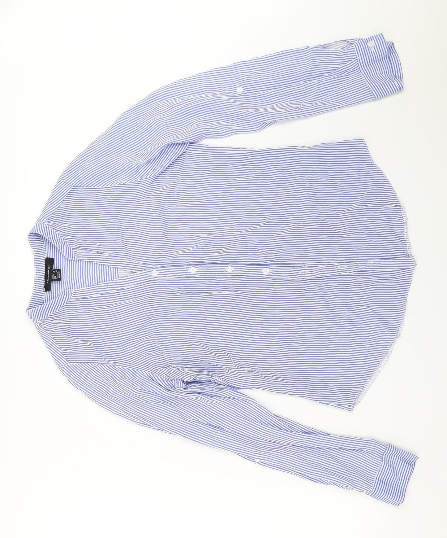 Atmosphere Womens Blue Striped  Basic Button-Up Size 6