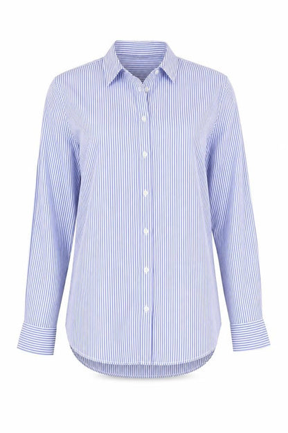 Atmosphere Womens Blue Striped  Basic Button-Up Size 6