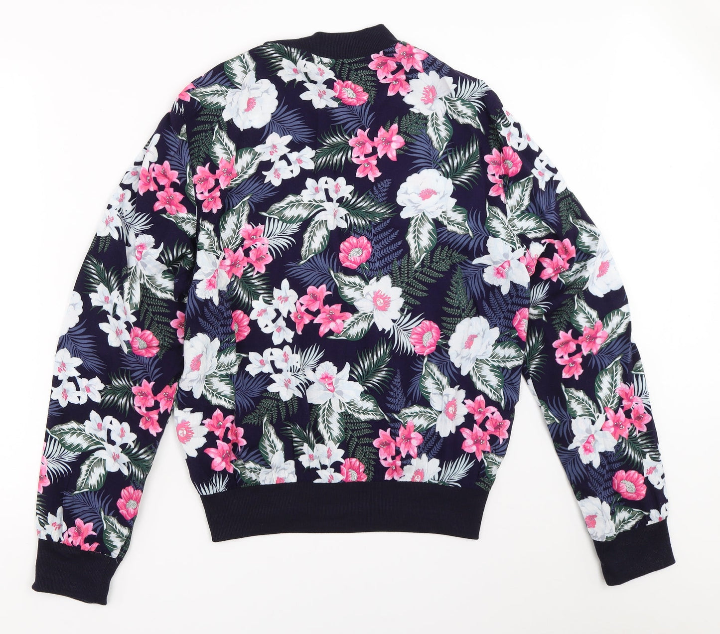 New Look Womens Blue Floral  Bomber Jacket Jacket Size 10