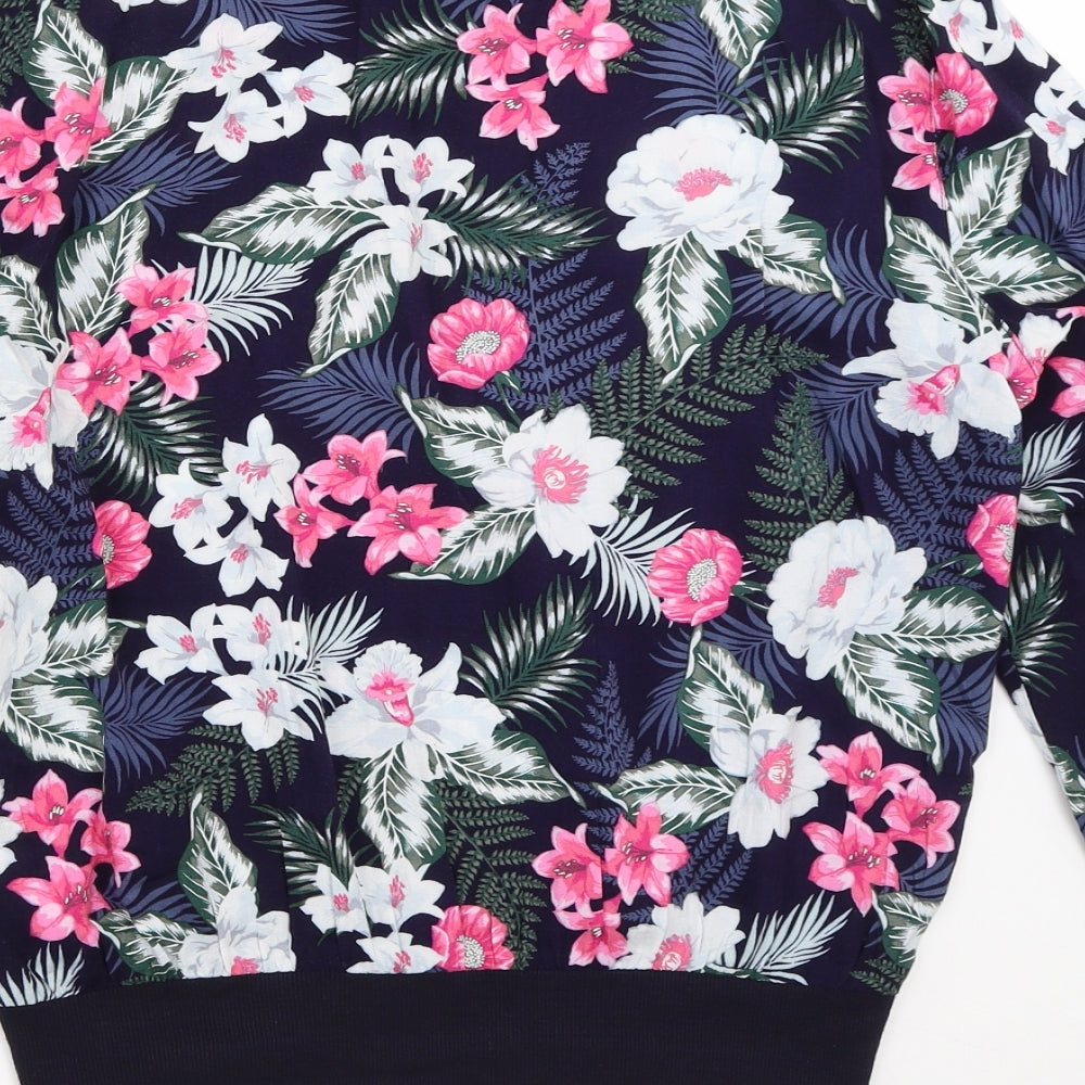 New Look Womens Blue Floral  Bomber Jacket Jacket Size 10