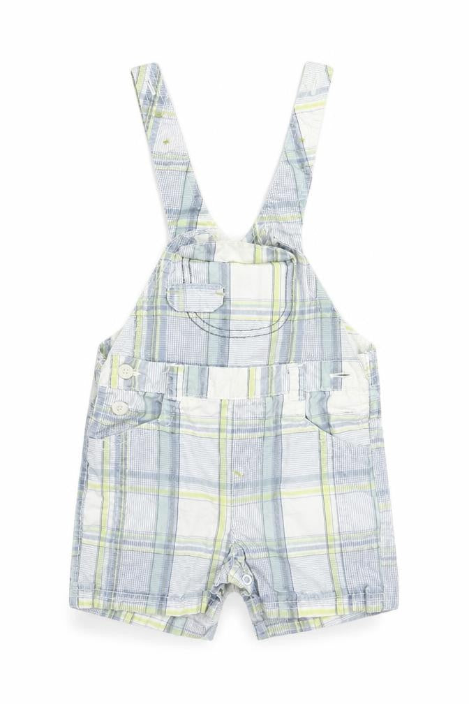Next Boys White Check  Dungaree One-Piece Size 3-6 Months