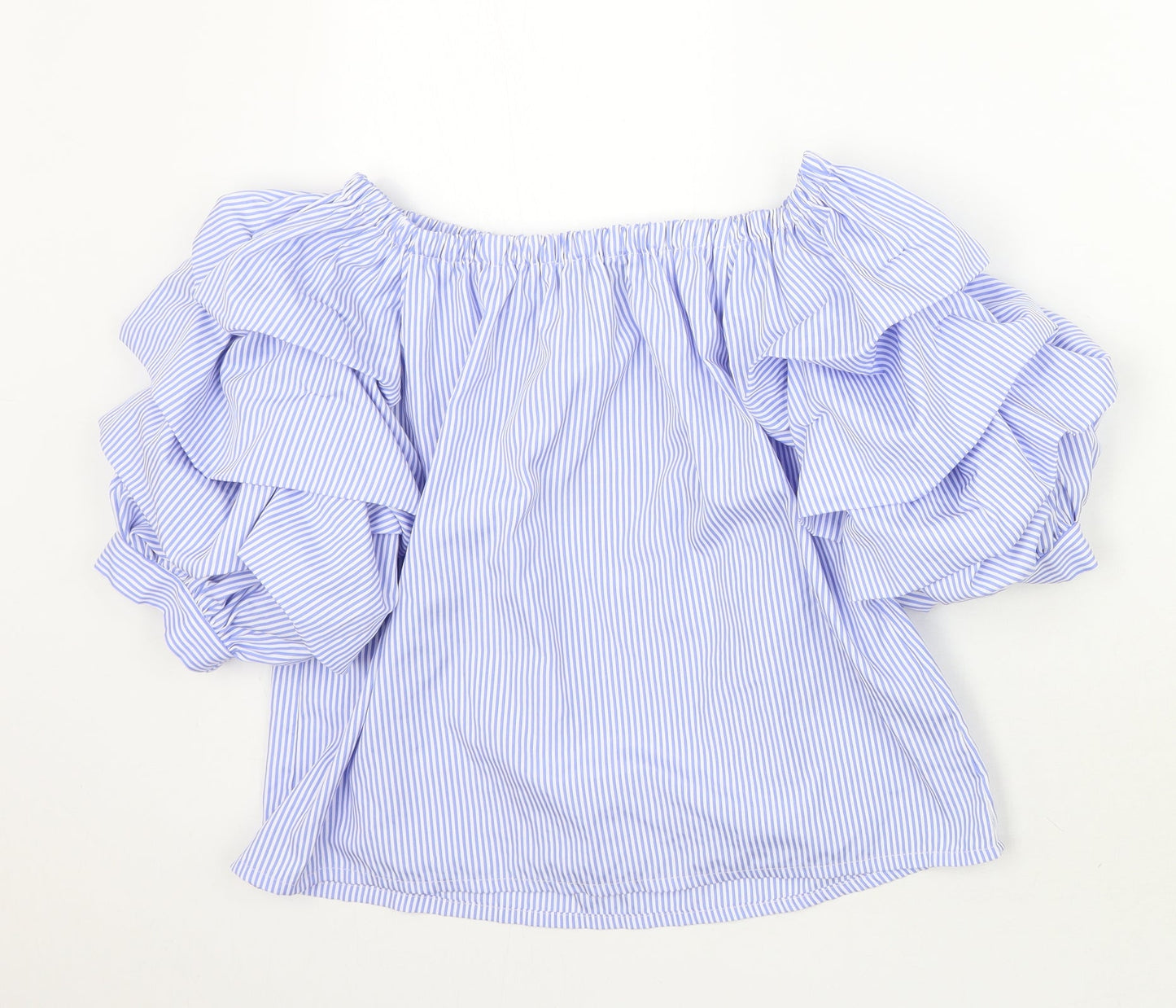 Newlook Womens Blue Striped  Basic Blouse Size 8