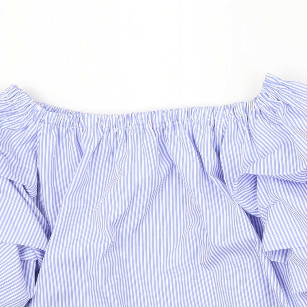 Newlook Womens Blue Striped  Basic Blouse Size 8