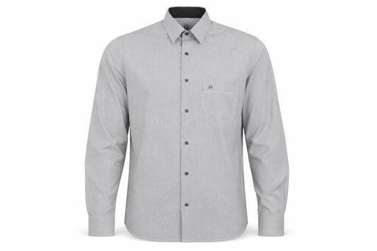 GGS Mens Grey Striped   Button-Up Size L  - Vertical broken stripe with dots