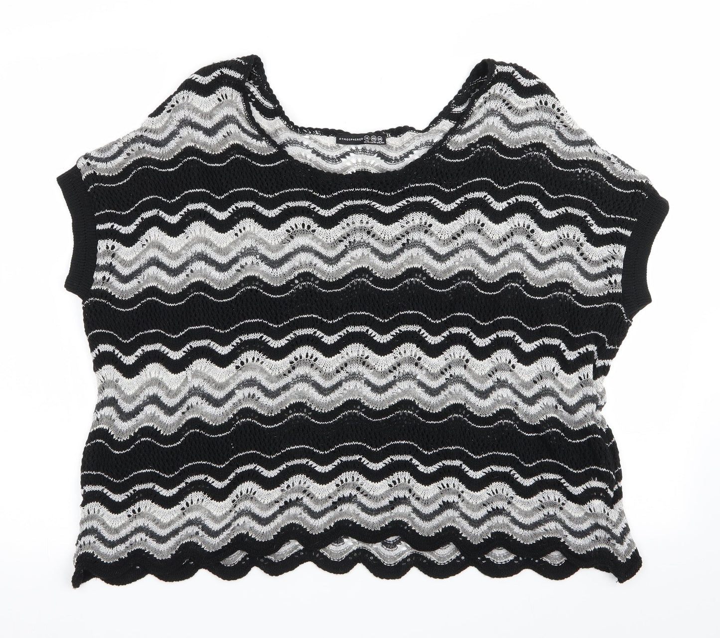 Atmosphere  Womens Black Striped  Pullover Jumper Size 18  - Subtle shimmer effect Open Knit