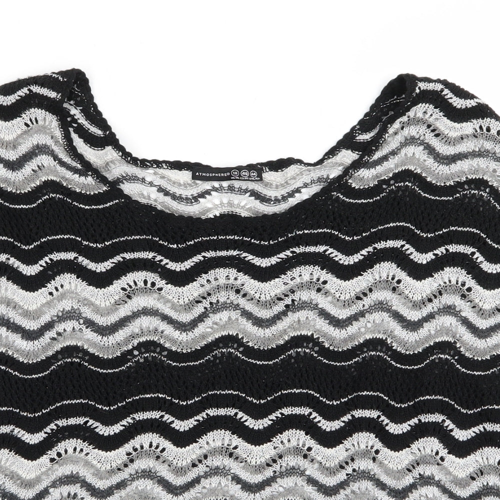 Atmosphere  Womens Black Striped  Pullover Jumper Size 18  - Subtle shimmer effect Open Knit