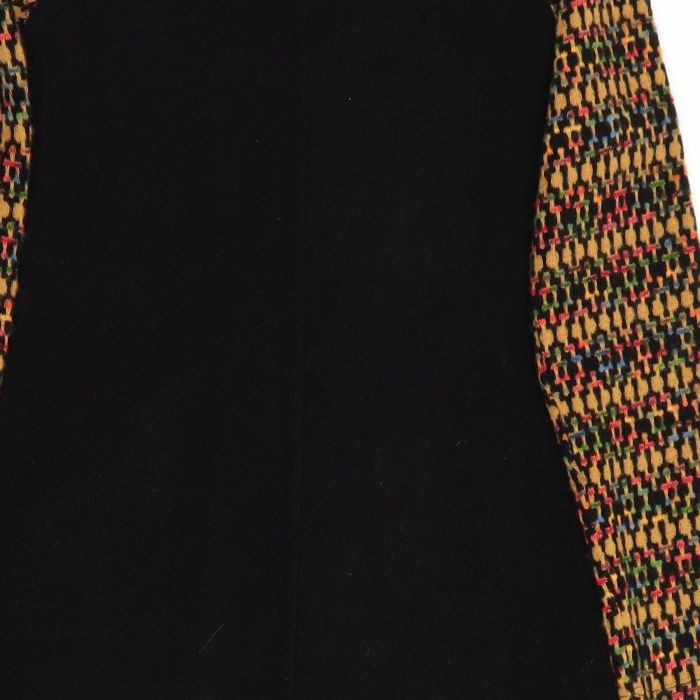 New Collection  Womens Black Geometric  Jumper Dress    - Hankerchief Front Hem
