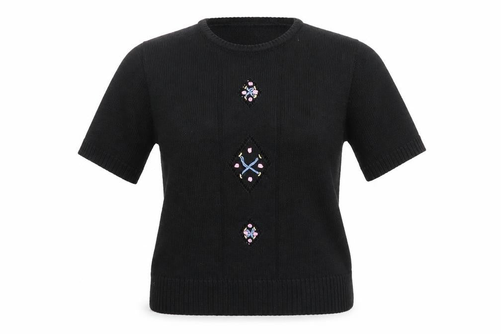 C&A Womens Black Floral  Pullover Jumper Size 12