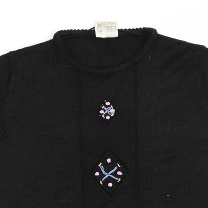 C&A Womens Black Floral  Pullover Jumper Size 12