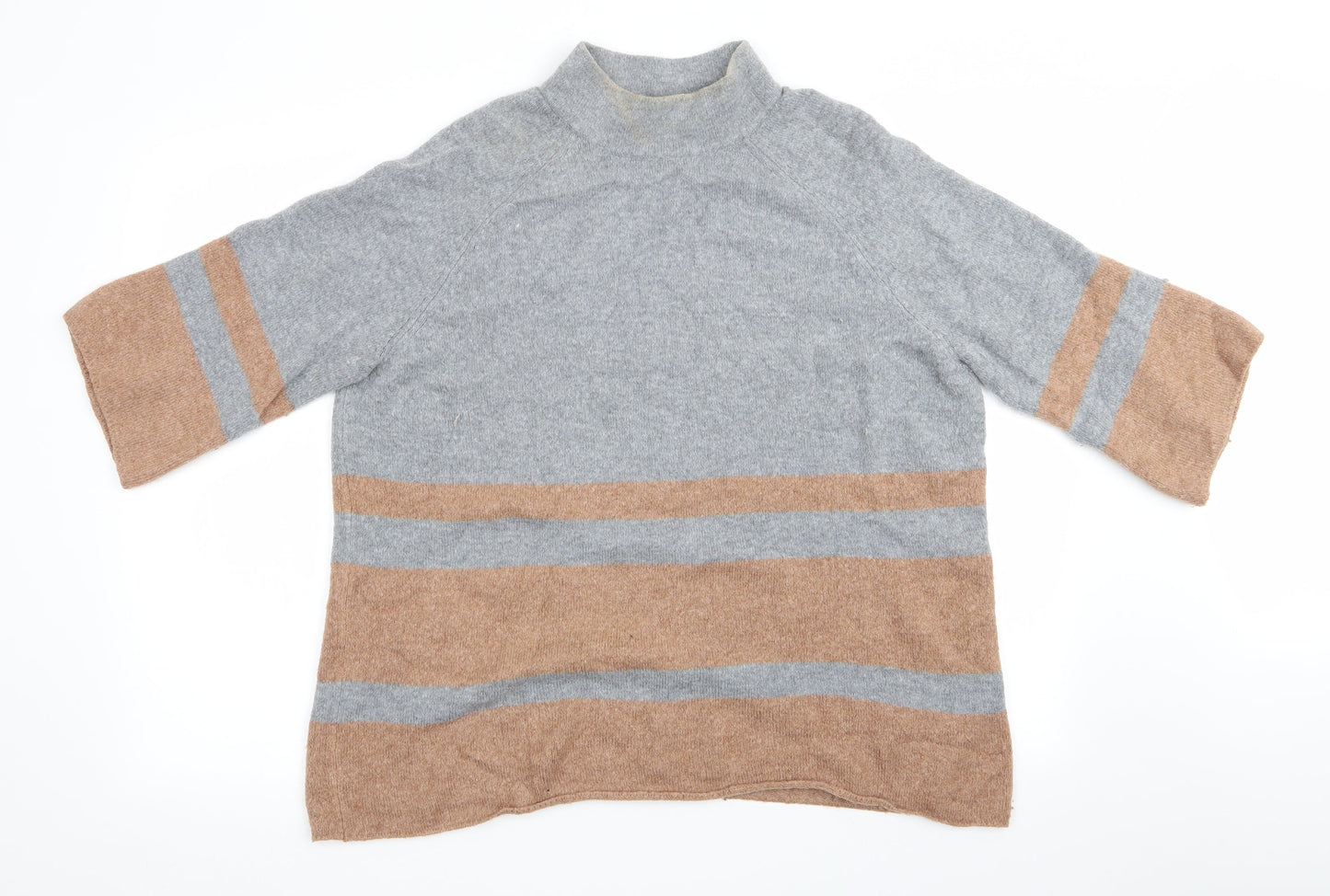 Gerry Weber Womens Grey Striped  Pullover Jumper Size 18  - Grey & Brown Stripes