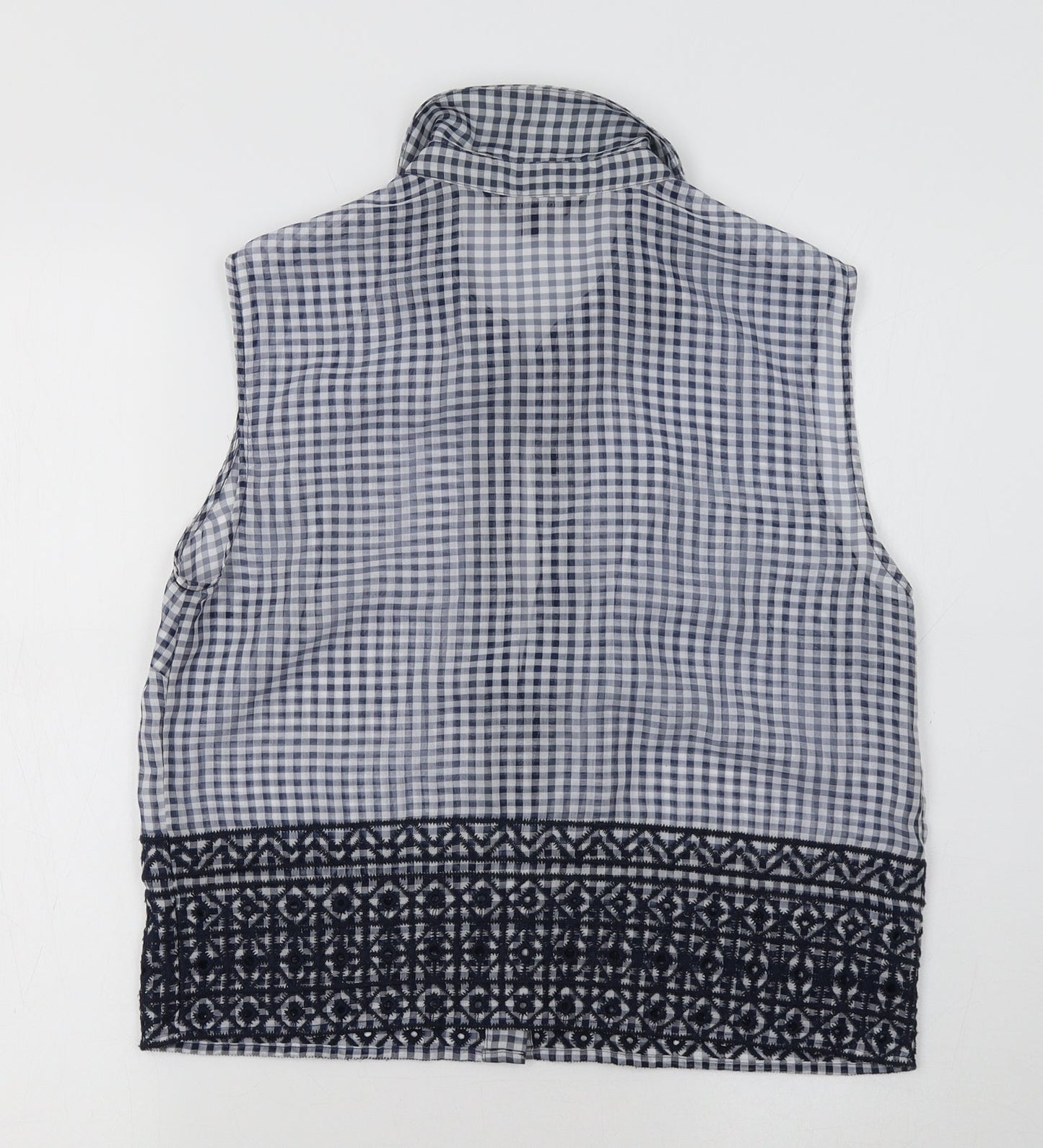M&S Womens Blue Check  Basic Blouse Size 10