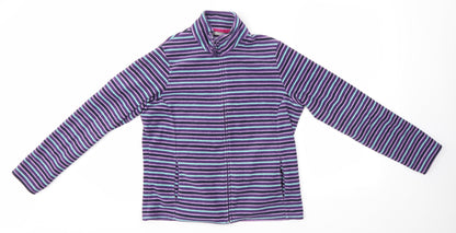 Marks & Spencer Womens Purple Striped  Full Zip Jumper Size M