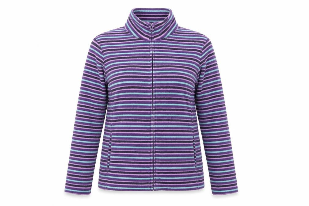 Marks & Spencer Womens Purple Striped  Full Zip Jumper Size M