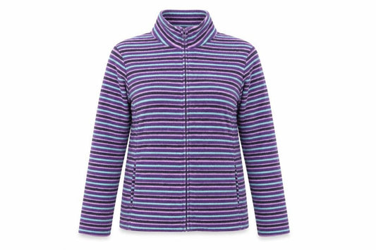 Marks & Spencer Womens Purple Striped  Full Zip Jumper Size M