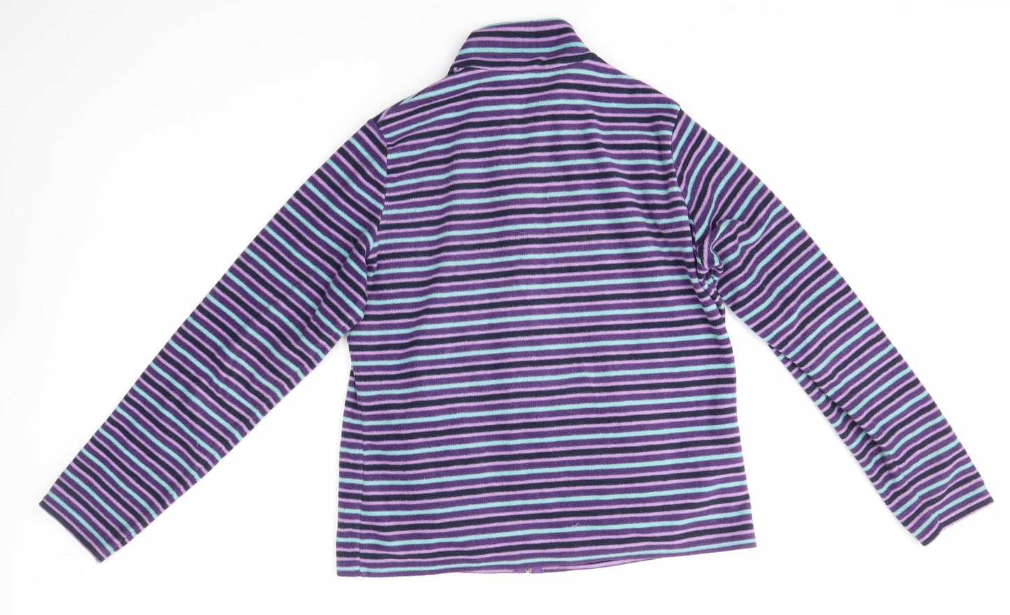 M&S Womens Purple Striped  Full Zip Jumper Size M