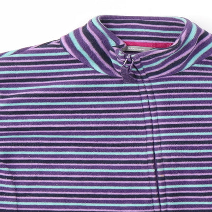 Marks & Spencer Womens Purple Striped  Full Zip Jumper Size M