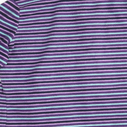 Marks & Spencer Womens Purple Striped  Full Zip Jumper Size M
