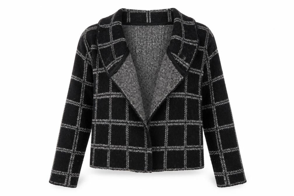 Kenar Womens Black Check  Cardigan Jumper Size S