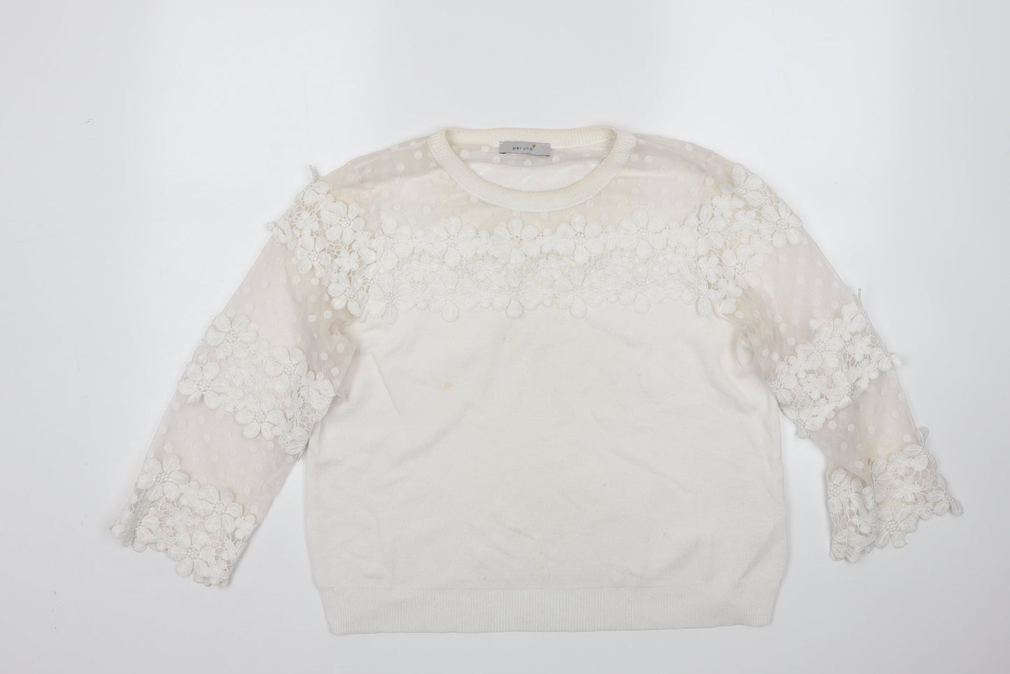 Per Una Womens White Floral  Pullover Jumper Size 16