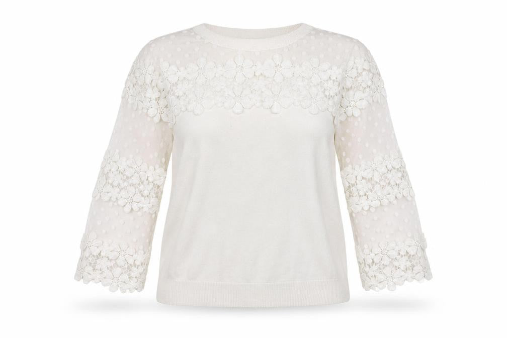 Per Una Womens White Floral  Pullover Jumper Size 16