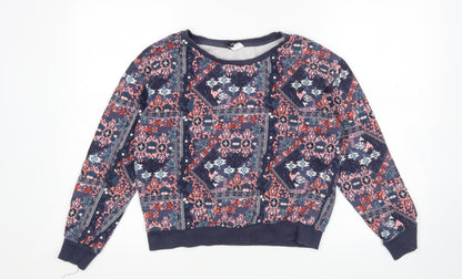 Preloved H&M Womens Multicoloured Argyle/Diamond  Pullover Sweatshirt Size S - Front