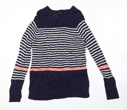 Preloved F&F Womens Blue Striped  Pullover Jumper Size 10 - Front