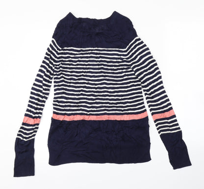 Preloved F&F Womens Blue Striped  Pullover Jumper Size 10 - Back