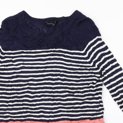 Preloved F&F Womens Blue Striped  Pullover Jumper Size 10 - Detail
