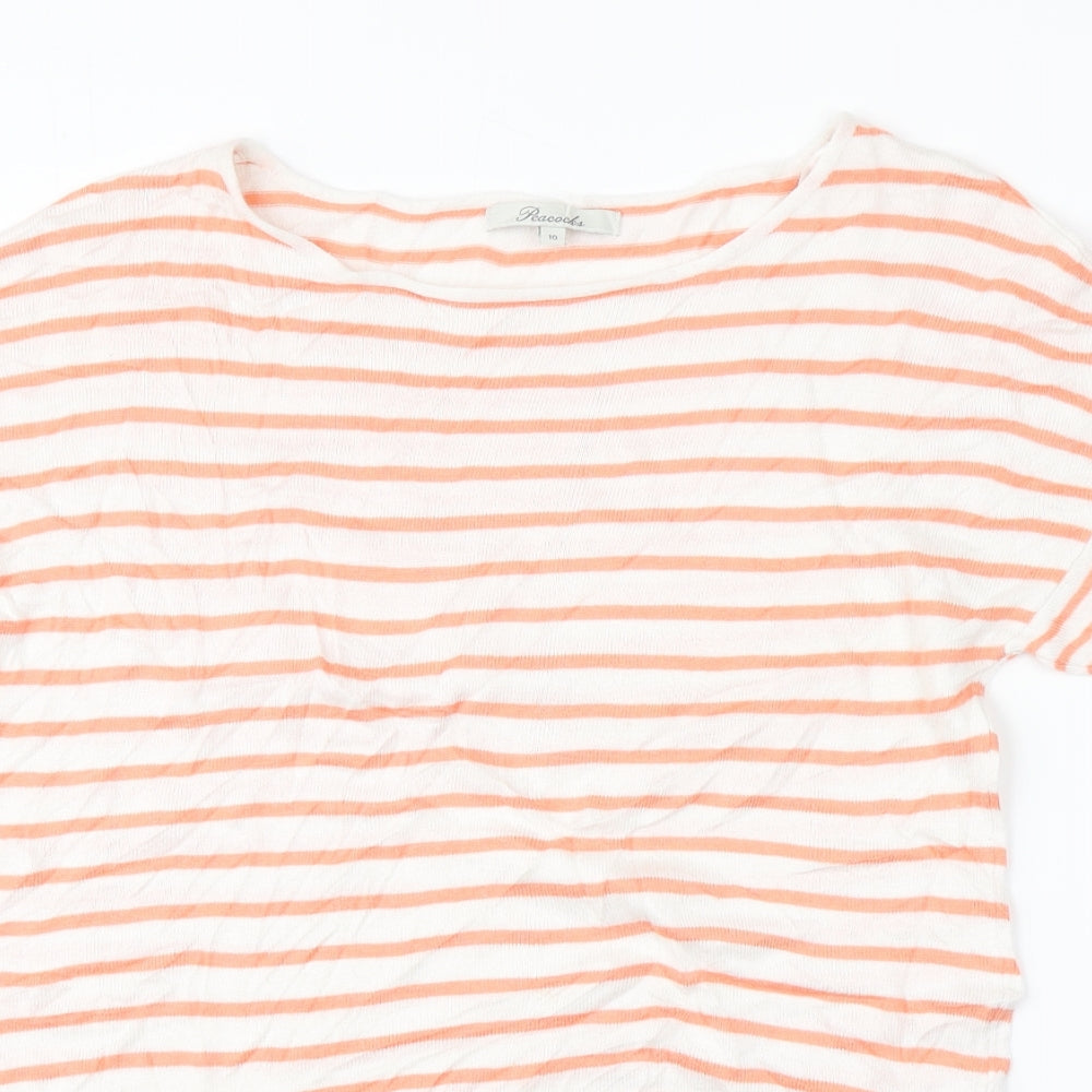 Peacocks Womens Multicoloured Striped  Basic T-Shirt Size 10