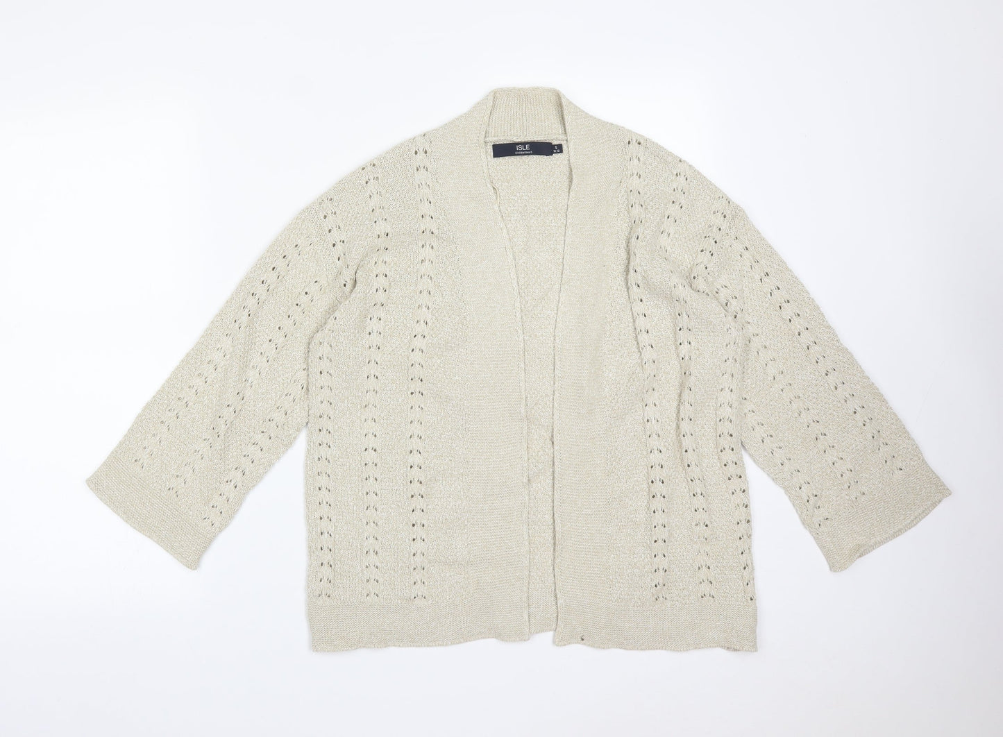 ISLE Womens Beige Striped  Cardigan Jumper Size S