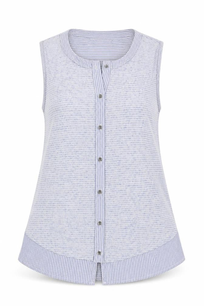 FALMER HERITAGE Womens Blue Striped  Basic T-Shirt Size 8