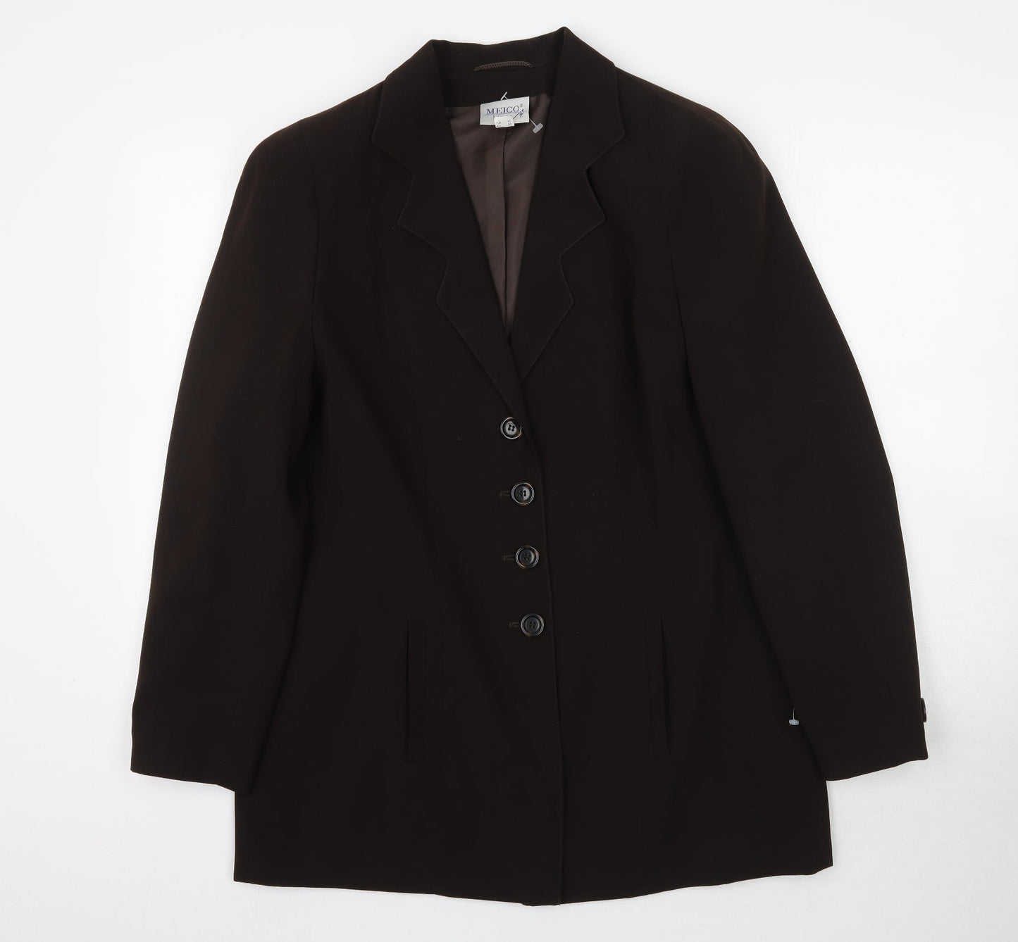 Meico Womens Brown   Overcoat Blazer Size 14
