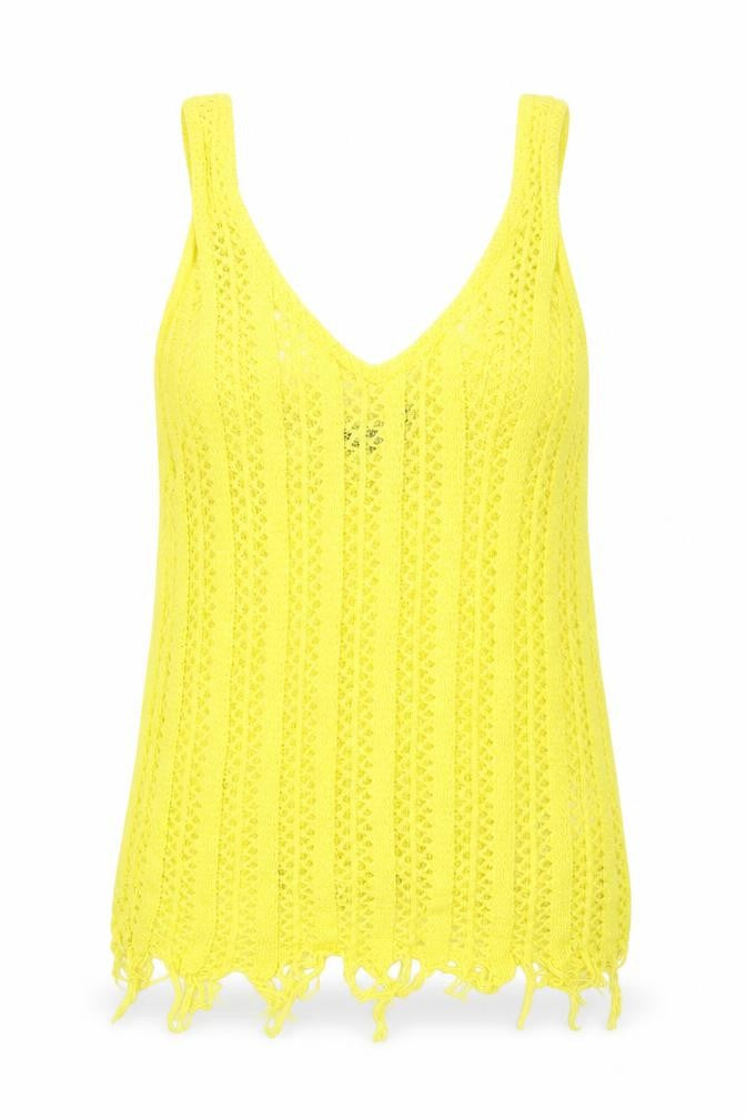 Topshop Womens Yellow  Knit Pullover Jumper Size 10  - Cropped