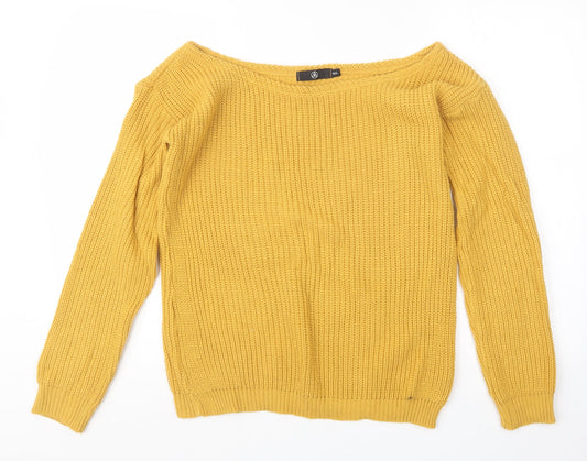 Missguided Womens Yellow  Knit Pullover Jumper Size M