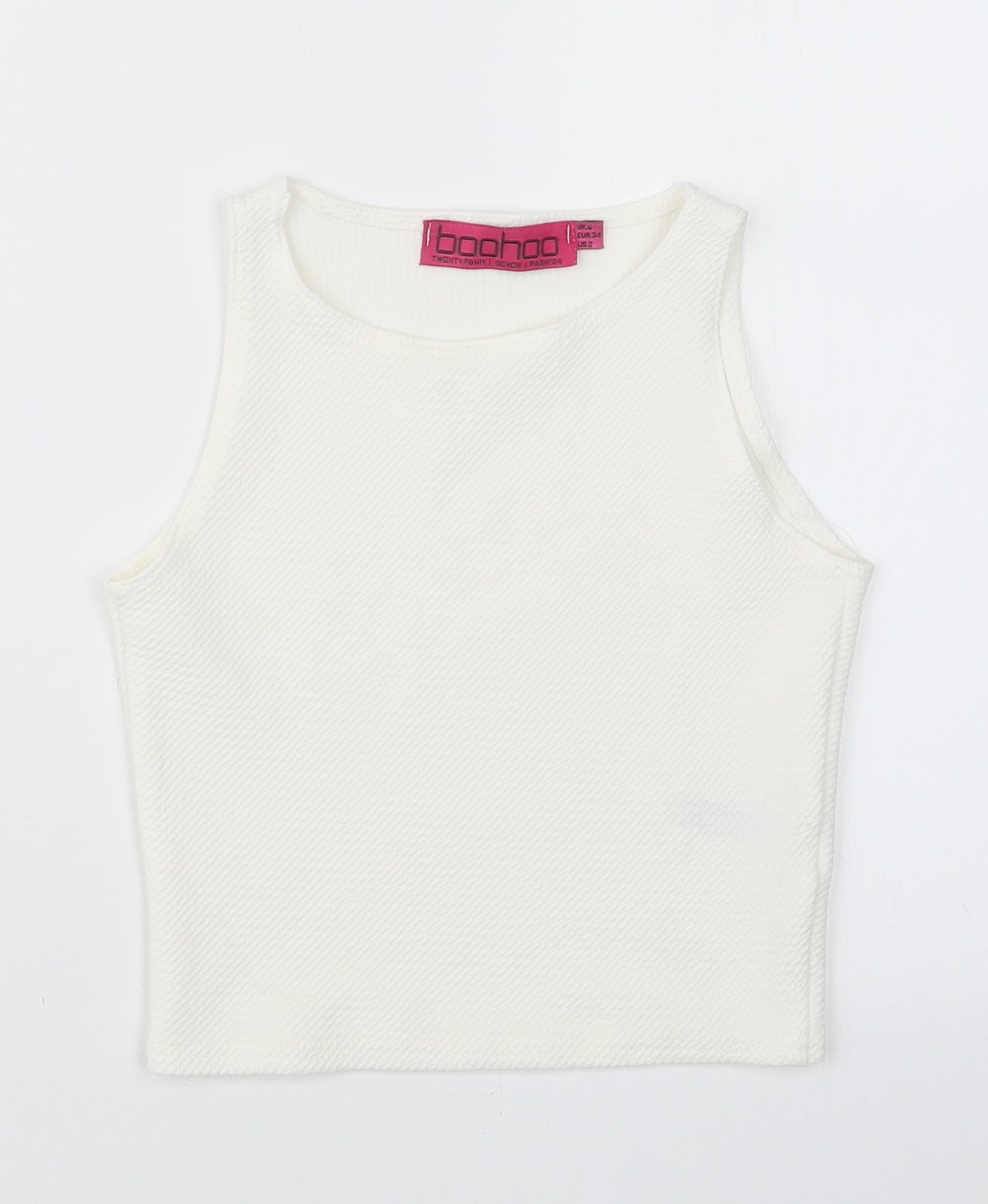 Boohoo Womens Ivory   Basic T-Shirt Size 6