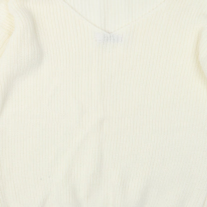Boohoo Womens Ivory  Knit Pullover Jumper Size S