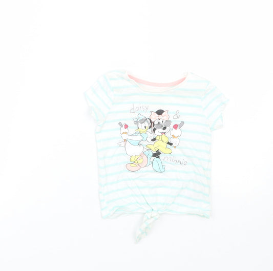 Disney Girls Blue Striped  Basic T-Shirt Size 9-12 Months  - Minnie Mouse