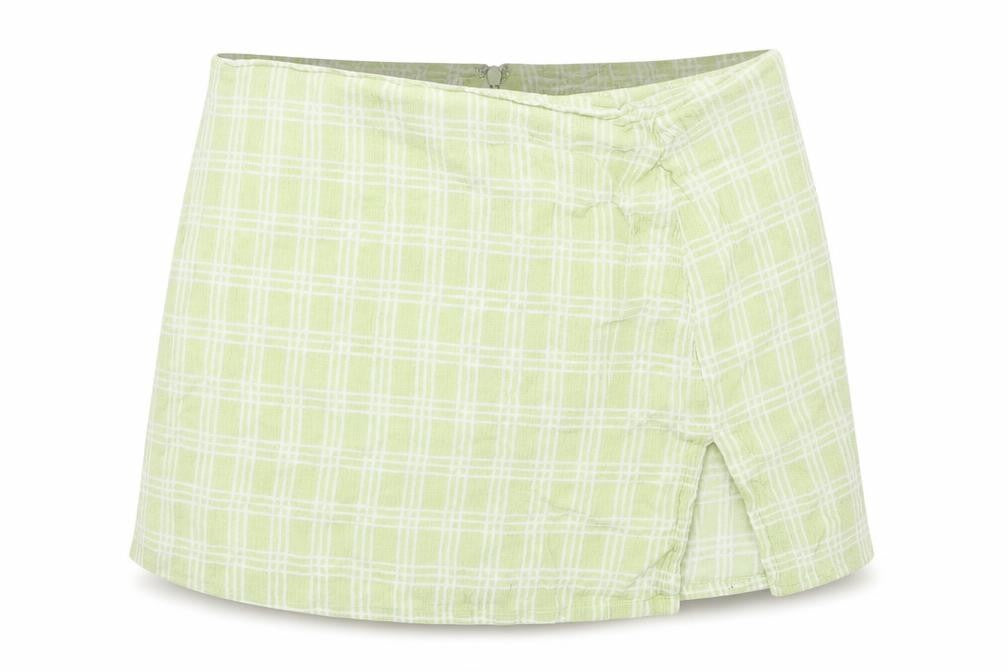 Motel Womens Green Plaid  Mini Skirt Size S