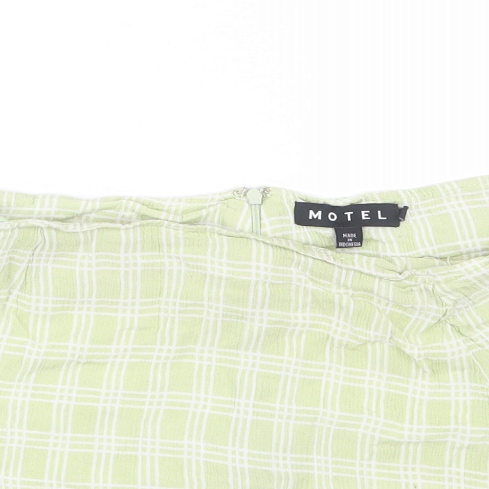 Motel Womens Green Plaid  Mini Skirt Size S