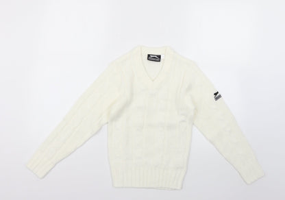 Preloved Slazenger Girls White   Pullover Jumper Size 9-10 Years - Front