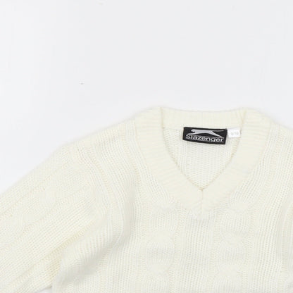 Preloved Slazenger Girls White   Pullover Jumper Size 9-10 Years - Detail