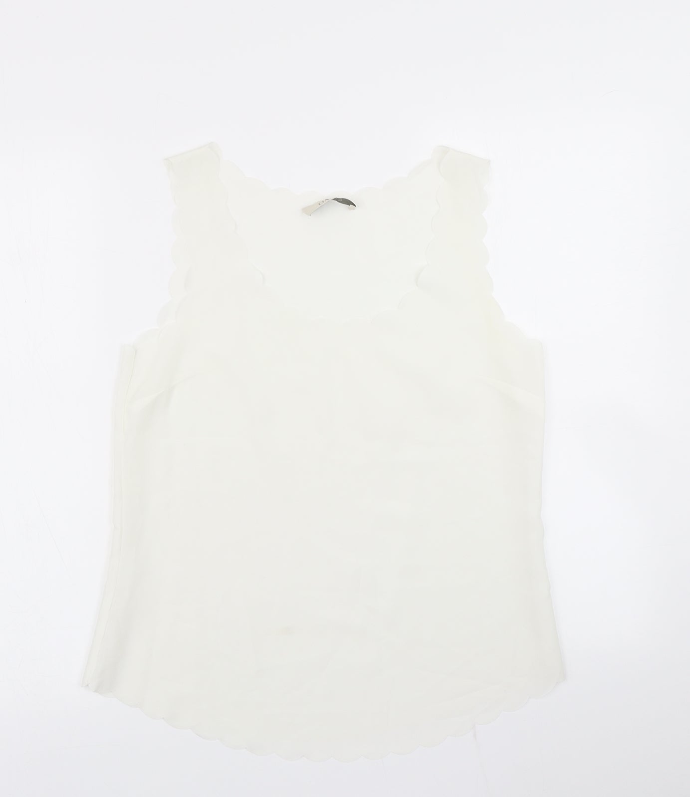OPasis Womens Ivory   Basic Blouse Size 10  - Scalloped hem