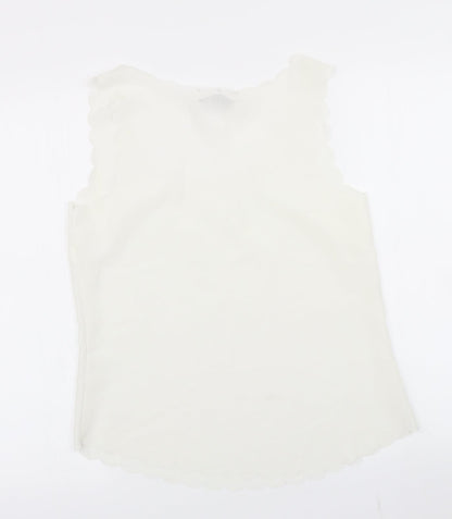 OPasis Womens Ivory   Basic Blouse Size 10  - Scalloped hem